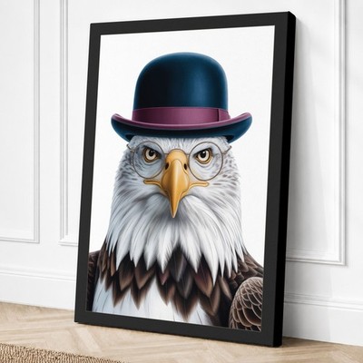 Adler in Bowler Hut Neuheit Leinwandbild Wandbild Wohndeko fertig zum Aufhängen
