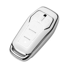Tukellen for Ford Key Fob Cover Premium Soft Full Protection 5 Buttons, White