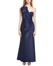 Badgley Mischka Side Drape Flower Shoulder Gown Women's