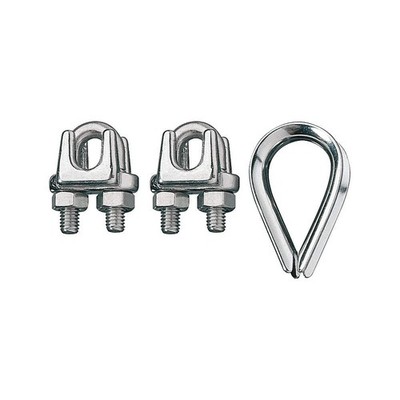 RONSTAN ID003404-05 Wire Rope U-Bolt Clip and Thimble Kit 4FRY8