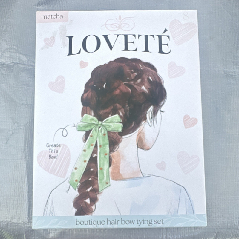 LOVETÉ Matcha Hair Bow Tying Set Green Fabric Floral Handcrafted Bow