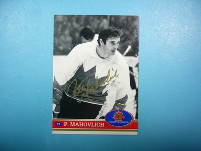 1991/92 FUTURE TRENDS TEAM CANADA HOCKEY CARD #27 PETE MAHOVLICH AUTO AUTOGRAPH