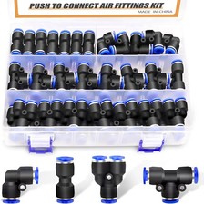 60PCS 1/4  OD Push to Connect Fittings Air Hose Fittings Quick Release Pneumatic