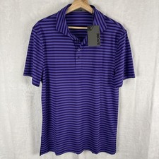 G/FORE Perforated Purple Stripe Golf Polo Shirt Mens Size Medium NWT