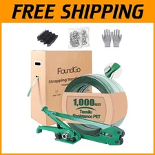 Durable PET Packaging Strapping Kit - 1000ft Roll & Chrome-Plated Tools Included