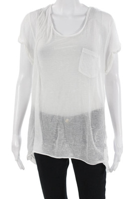 Rag & Bone Women Basic White Short Sleeve Round Neck T-Shirt Size L