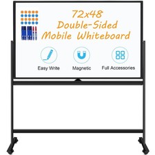 Rolling Whiteboard on Wheels 72"x48", Double-Sided Dry Erase Board with Stand...