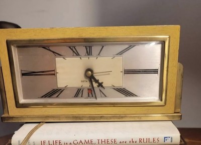 Vintage Wood Brass Baxter 4E Seth Thomas Table Mantle Clock E009-013 Works