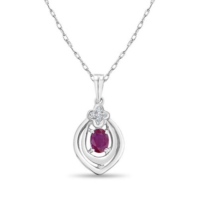 Ovaler Rubin Anhänger mit Diamant Akzent