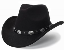 Womens Western Cowboy Hats - Wide Brim Cowgirl Fedora with Belt Buckle