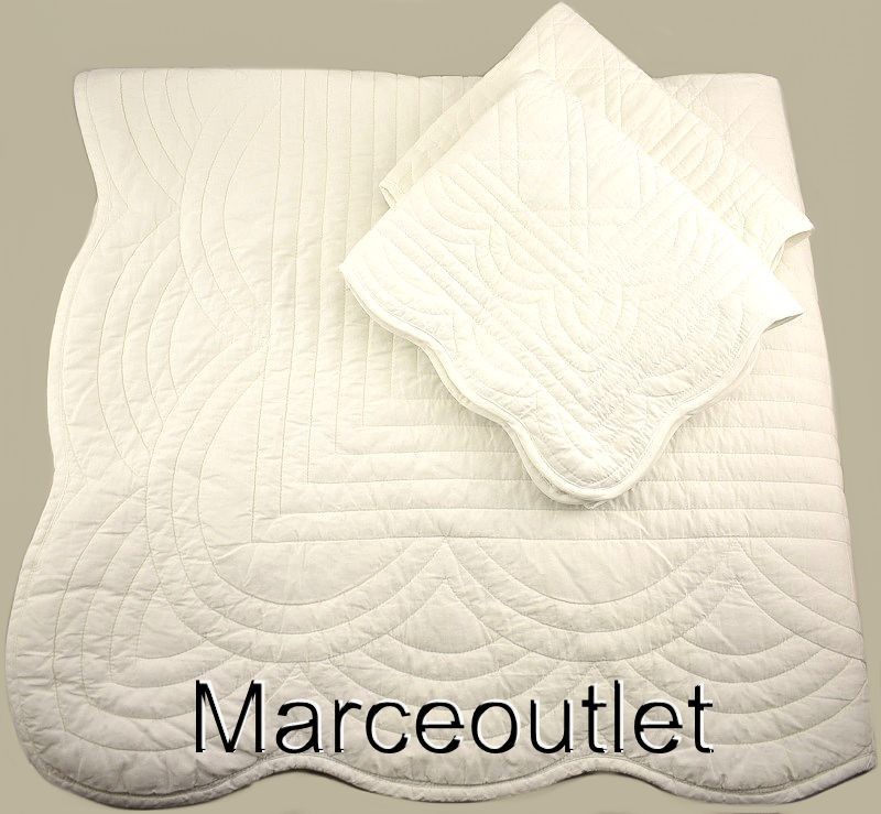 Charter Club Bailey Scallop Cotton FULL / QUEEN Quilt & Shams Set White