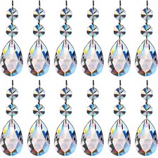 12 Pcs Teardrop Crystal Chandelier Prisms Hanging Glass Pendants