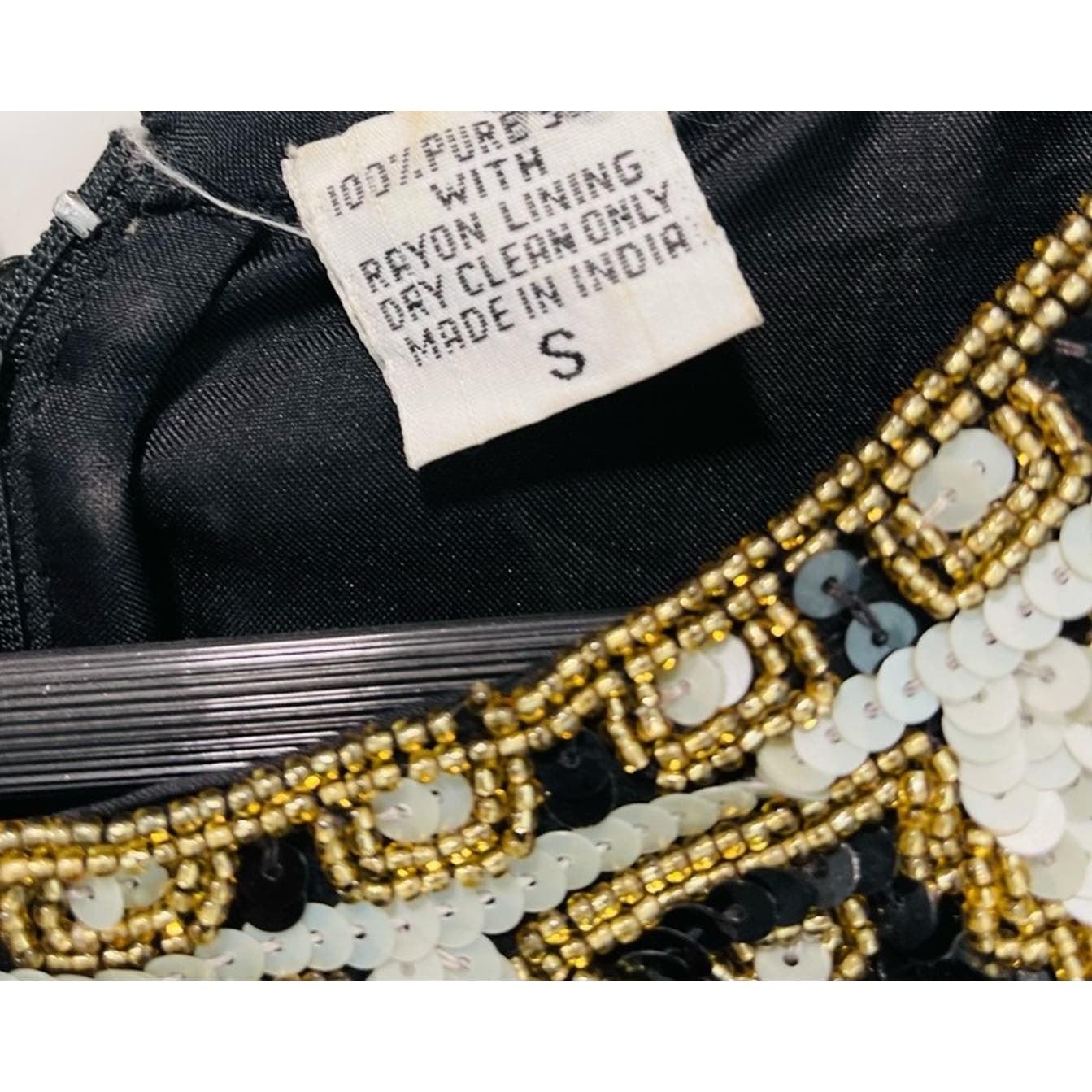 Vintage 80s Lawrence Kazar Silk Beaded Formal Dress Black Tie Embellished