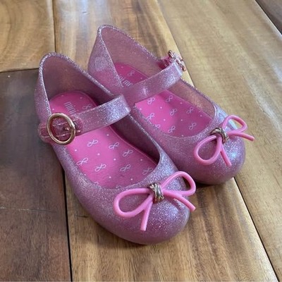 Mini Melissa Toddler Pink Sparkle Princess Flats Size 7