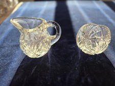 Vintage American Deep Cut  Glass Creamer & Sugar