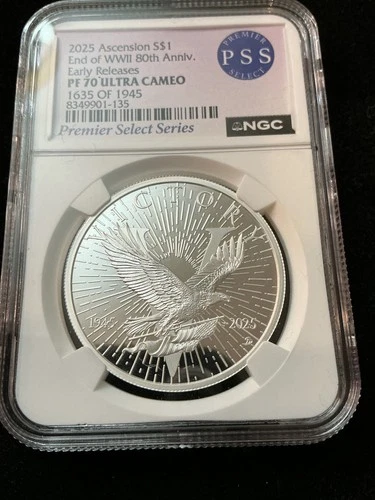 2025 End of WWII 80th Anniversary VICTORY NGC PF 70 Ultra Cameo # 1635 of 1945