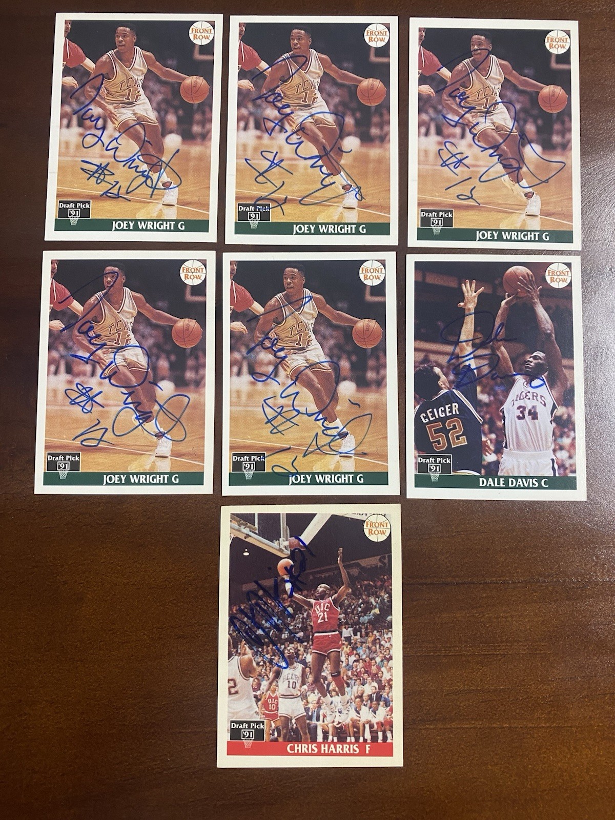 7 Signed Basketball Cards - 1991 Draft Picks Front Row - NBA