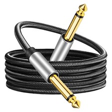 Braid TS Straight Male to Male 6.35mm Mono Jack Instrument Cable Alloy Connector