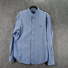 Ralph Lauren Dress Shirt Mens 16.5 Multicolor Plaid Cotton Classic Fit Pleated