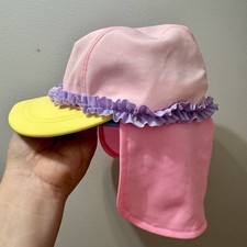 Wonder Nation Pink and Yellow Kids Hat with Purple Ruffle