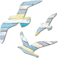 Maritime Deko Möwen Strand Wandkunst Holz Seagull Stenskulpturen