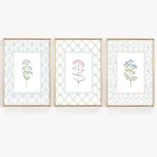 Lhoiplme Wildflower Nursery Wall Art Decor Baby Girl Room Canvas Prints Pastel