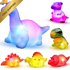 6 Packs Light-Up Floating Dinosaur Bath Toys Set, for Baby Toddler Small