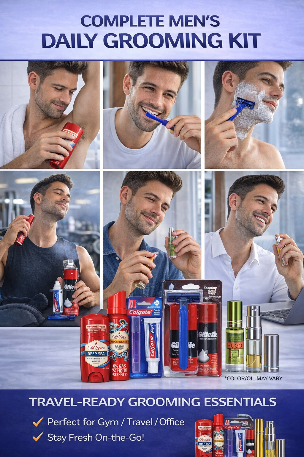Men Travel Kit 5 PCS 6 PCS Old Spice +OIL+ATOMIZER Grooming