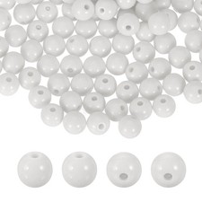200pcs White Acrylic Round Beads 8mm Plastic Resin Loose Bead