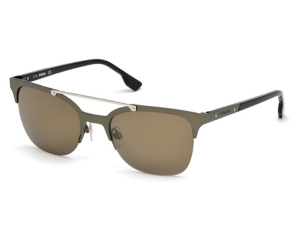 Diesel DL 0215 97G Matte Green Round Mirrored Plastic Sunglasses Frame 54-21-140 14790₽