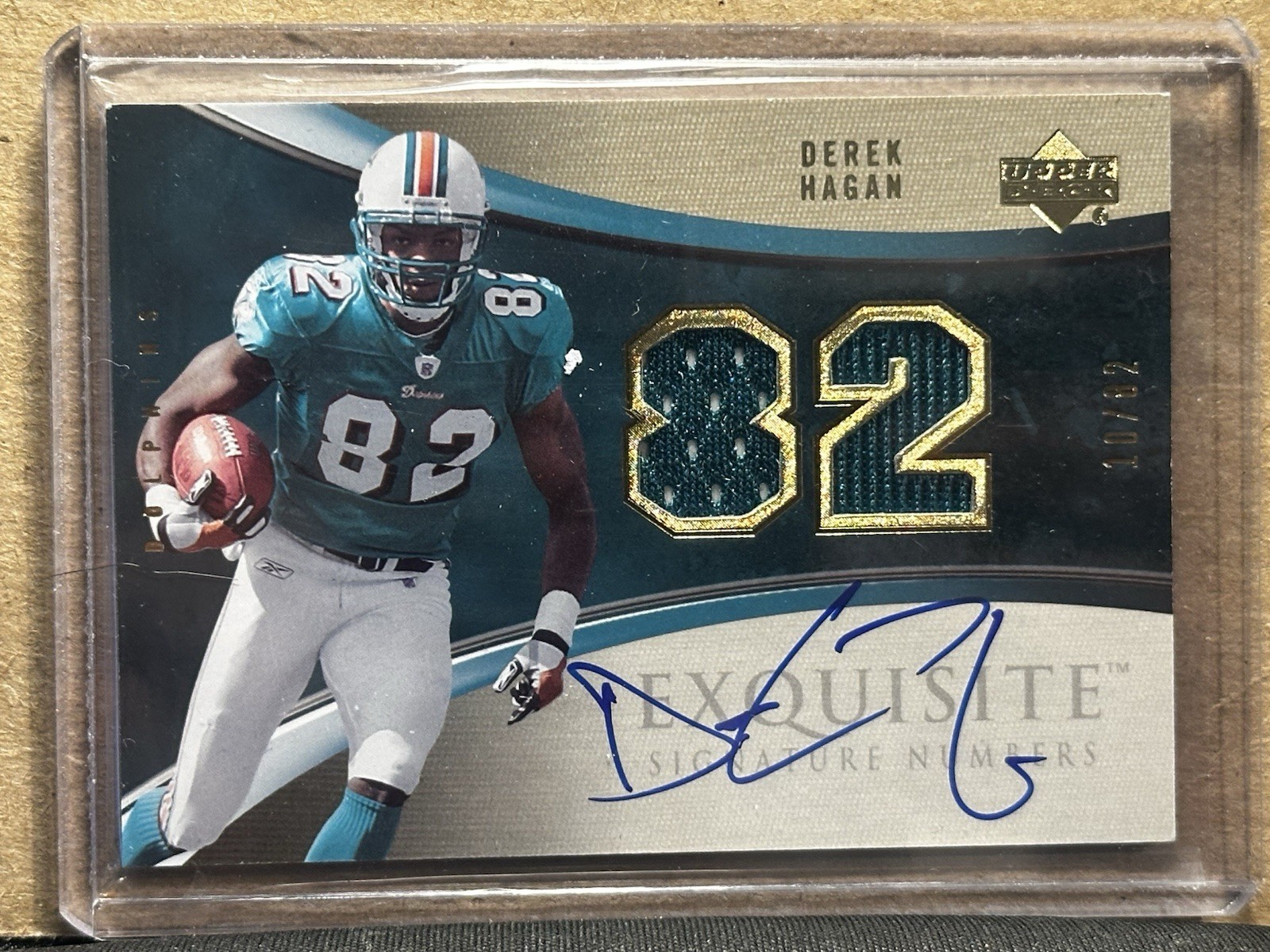 Upper Deck Exquisite Signature Numbers Derek Hagan Dolphins Auto /22
