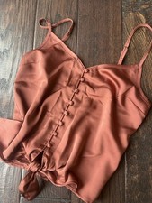 Abercrombie Fitch Women's Sz XS Satin Cami Tank Top Button Front