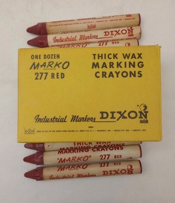 NOS Dixon Industrial Markers - One Dozen Thick Wax Red Crayons Marko