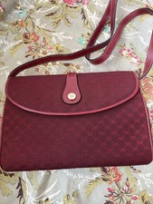 Vintage Gucci Burgundy GG Canvas Monogram Crossbody Bag