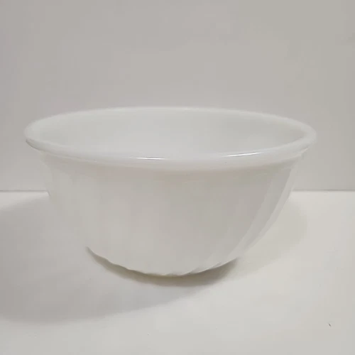 Fire King 9" Swirl Mixing Bowl White Milk Glass Vintage Anchor Hocking USA
