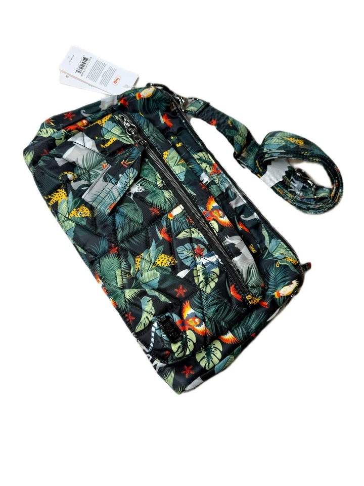 Bolso Bandolera Lug Stretch Vida Silvestre Negro Selva Estampado de Loro Cartera Acolchada Nuevo con Etiquetas Foto 3 de 4