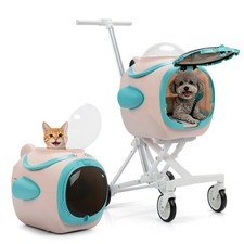 4 Wheels Pet Stroller for Small Dog and cat Folding 42L Detachable Pet Carrier