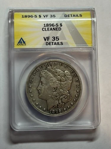 1896-S Morgan Dollar Silver $1 ANACS VF35 Details Tougher Date