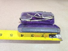 Antique Vintage Gold Wire Rim Eyeglasses Glasses Set in Hard Case Early 1900s Pc