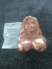 VINTAGE NUDE WOMAN TITS BREASTS COPPER BAKING PAN  JELLO MOLD ADULT PARTY NEW