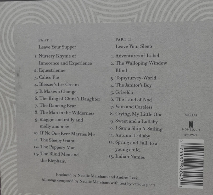 Natalie Merchant-Leave Your Sleep - 2 CD Album Deluxe Edition-audiophile Voices - Bild 2 von 3