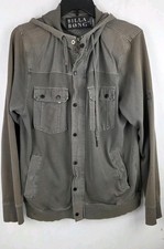 Billabong Full Zip Men's Large Grey Thrasher Hoodie Full Zip Buttons Discolored