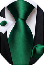 Mens Solid Color Tie and Pocket Square Set Woven Silk Plain Necktie Handkerchi