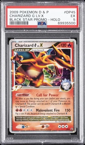 2009 POKEMON DIAMOND & PEARL BLACK STAR PROMO HOLO #DP45 CHARIZARD G LV.X PSA 5