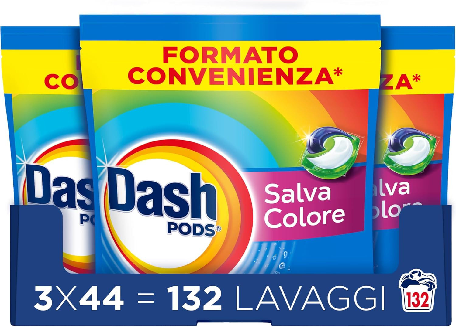 Dash Pods 132 Lavaggi Salva Colore - Detersivo Lavatrice in Capsule