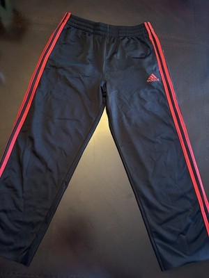 Adidas Essentials Pants Youth Y2K Black Red Gym Sports Sweatpants Size 14/16 L
