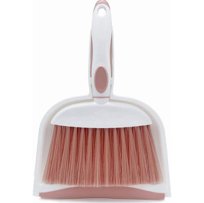 Mini Broom & Dustpan Set Pink Handheld Compact Cleaning Tool for Desk Kitchen