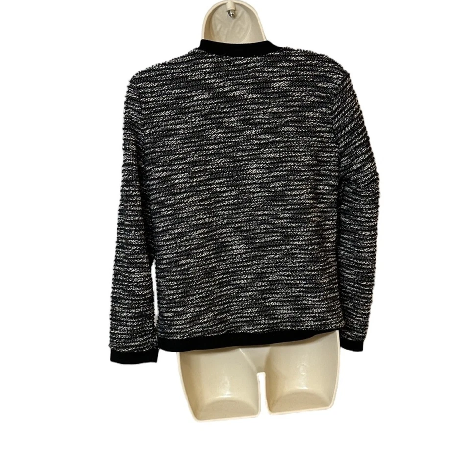 Rebecca Malone Petite Small Embroidered Blouse Black White Holiday Dressy Top - Image 2 of 4