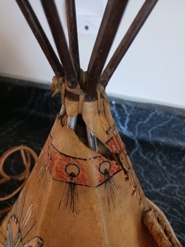 Genuine Goat Skin Teepee Lamp Vintage Made In Albuquerque New Mexico - Picture 8 of 23