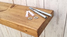 Solid pine wood floating Mantel Radiator shelf rustic with concealed Brackets 